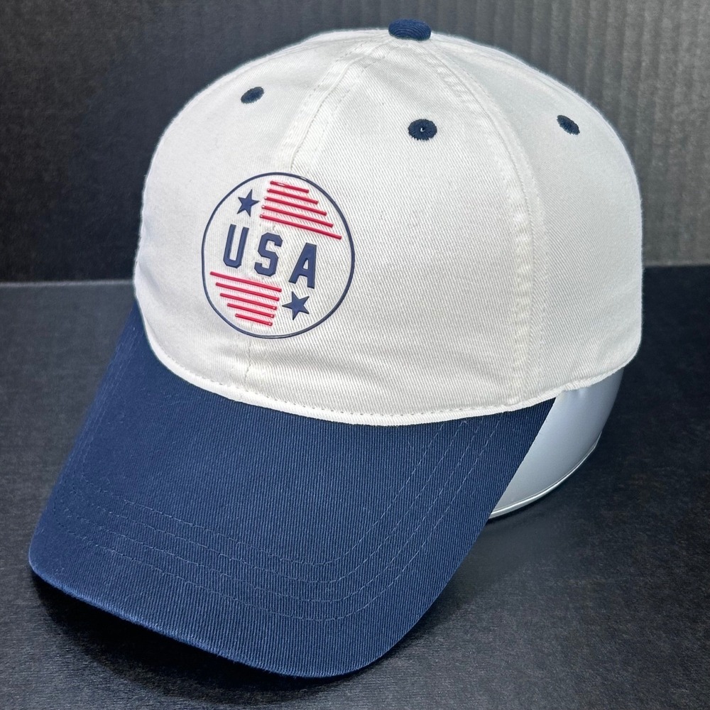 USA Graphic Mens White Old Navy Baseball Hat Patriotic Adjustable OSFM
